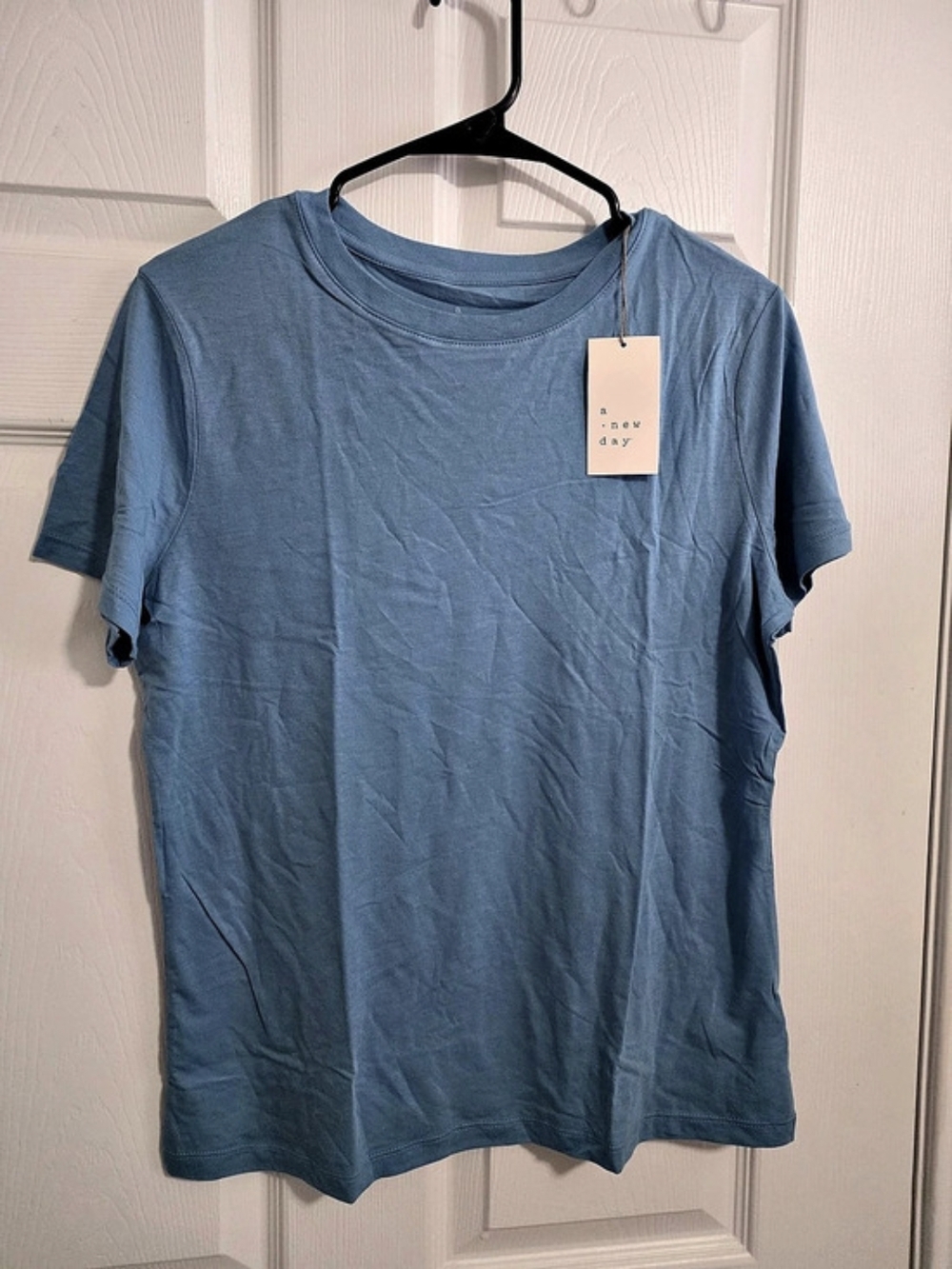 a.new.day Short Sleeve Crewneck T-Shirt Blue Medium